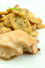 chicken cutlet with cream and potatoes 