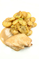 chicken cutlet with cream and potatoes 