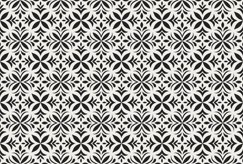 Vector Floral Ornamental Seamless Pattern. Geometric Flower Stylish Texture. Abstract Retro Tile Texture.