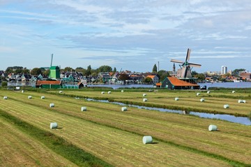 Fototapeta na wymiar Dutch windmills in Netherlands closeup footage