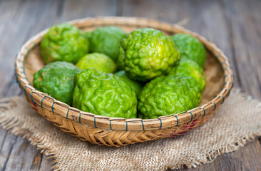 Bergamot is placed in a bamboo basket.