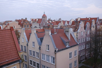houses and tiled roofs of Gdansk, Poland