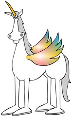 White unicorn with colored wings © Dennis Cox