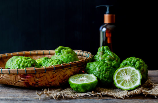 Bergamot And Essential Oil Bottles Lay On The Sack