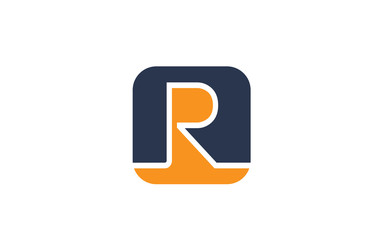 orange blue letter R alphabet logo design icon for company or business