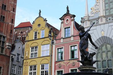 multi-colored houses of the streets of Gdansk, Poland