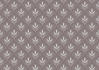 Classic Leaves Art Deco Seamless Pattern. Geometric Leaf Stylish Texture. Abstract Feather Retro Vector Texture.