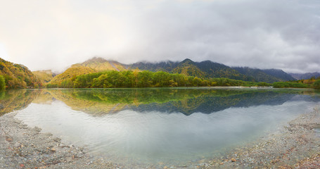taisho pond in autumn of kamikochi japan