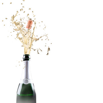 Champagne Explosion With Toast Of Flutes 