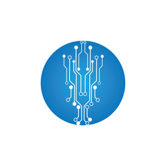 circuit in the circle icon.technology logo design template symbol icon vector-vector