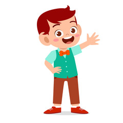 happy cute kid boy pose as model