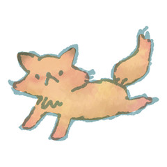 水彩風　きつね