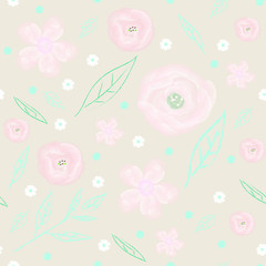 vintage floral background vector. botanical pattern in sweet colors. beautiful flowers background for wallpaper, fabric, textile, wrapping