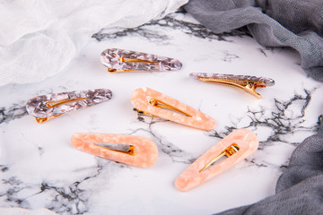 Marble Hair Clips