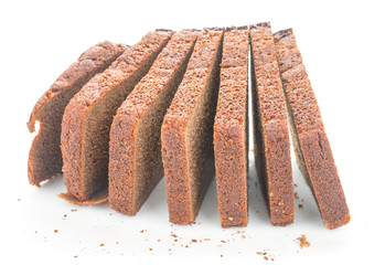 Sliced rye bread isolated on white background