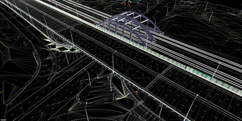 The BIM model of the object of transport infrastructure of wireframe view	