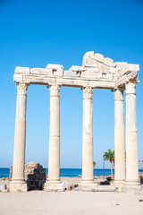 Temple of Apollon ancient ruins. Apollon temple in Side near Antalya, Turkey