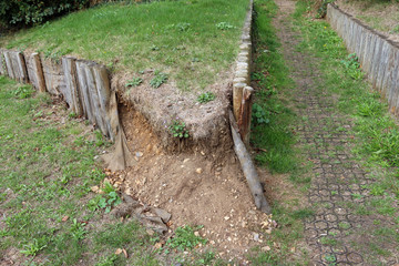 Damaged retaining wall