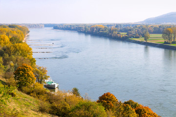 Danube river between Slovakia and Austria