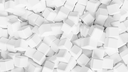 white abstract background with cubes, wallpaper 3d illustration