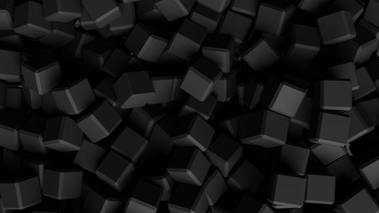 black abstract background with cubes, wallpaper 3d illustration