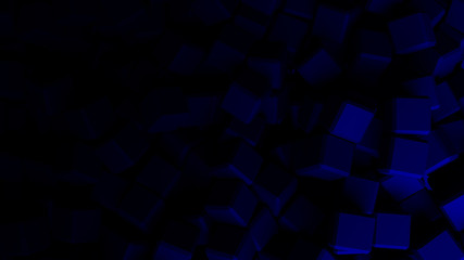 Obraz premium blue abstract background with cubes, wallpaper 3d illustration