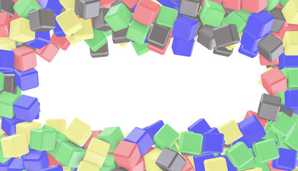 abstract grey background framing with multi colored cubes, wallpaper 3d illustration