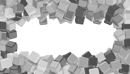 abstract grey background framing with grey cubes, wallpaper 3d illustration