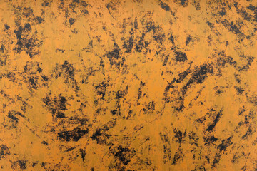 Painted scratched wall yellow color. Abstract texture metal, plaster. Grunge style background concept. 3D rendering