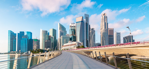 Beautiful and modern Singapore city walkway view