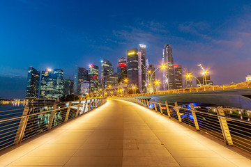 Beautiful and modern Singapore city walkway view
