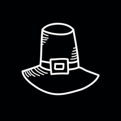 pilgrim hat doodle icon, vector illustration