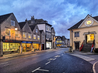 Cotswold market town at dusk © fpunshon