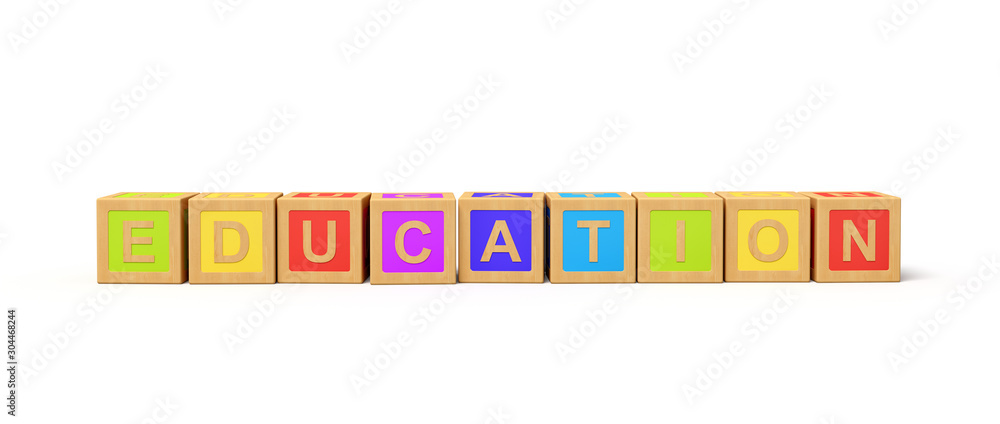 Aufkleber 3d rendering of alphabet toy blocks.
