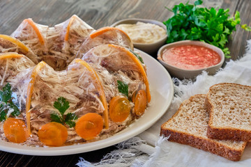 National Russian dish Holodec, jelly with parsley