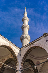 Fototapeta na wymiar Suleymaniye mosque courtyard in Istanbul, Turkey