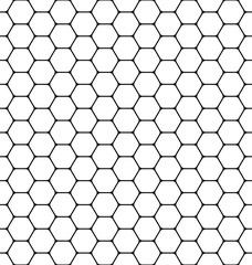 Monochrome hexagon honeycomb background. Black and white seamless pattern. Vector illustration.