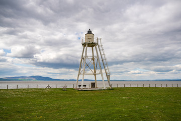 Clouds over the East Cotes Lighthouse in Silloth, Cumbria, England, UK
