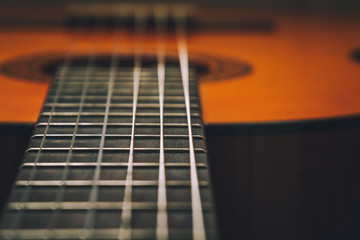Fototapeta premium Classical, six string guitar. Acoustic guitar.