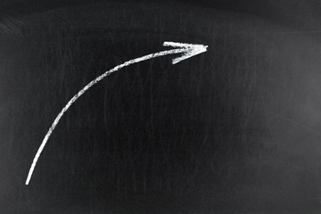 Hand drawing on a blackboard. Hand writing line on chalkboard.
