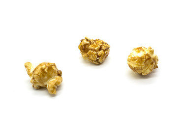 Caramel popcorn isolated on white background
