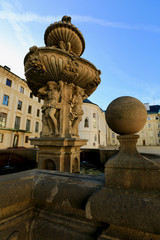 Fototapeta na wymiar Fountain inside Prague Castle, Czech Republic