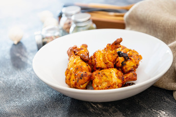 fried chicken wings on table