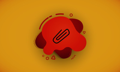 Paperclip icon isolated on abstract background. vector office icon. Abstract banner with liquid shapes. Vector Illustration