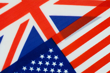 Flags of the United Sate of Amerika and the United Kingdom divided diagonally