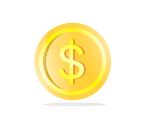 Cartoon, Dollar coin in White background.