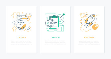 Business processes - line design style banners set