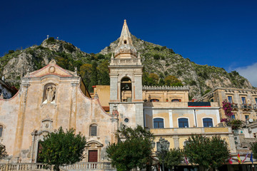 IX Aprile plaza with San Giuseppe church on Sicily, Italy, Europe