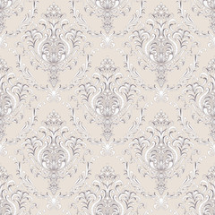 Vector damask seamless pattern background. Classical luxury old fashioned damask ornament, royal victorian seamless texture for wallpapers, textile, wrapping. Exquisite floral baroque template.