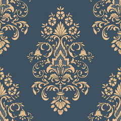 Vector damask seamless pattern element. Classical luxury old fashioned damask ornament, royal victorian seamless texture for wallpapers, textile, wrapping. Exquisite floral baroque template.